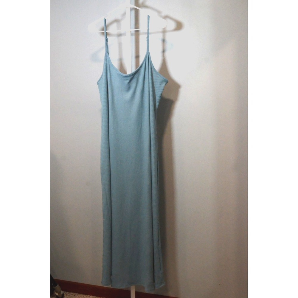 NWT A New Day Womens Size 2X Dusty Blue Ribbed Knit Maxi Dress